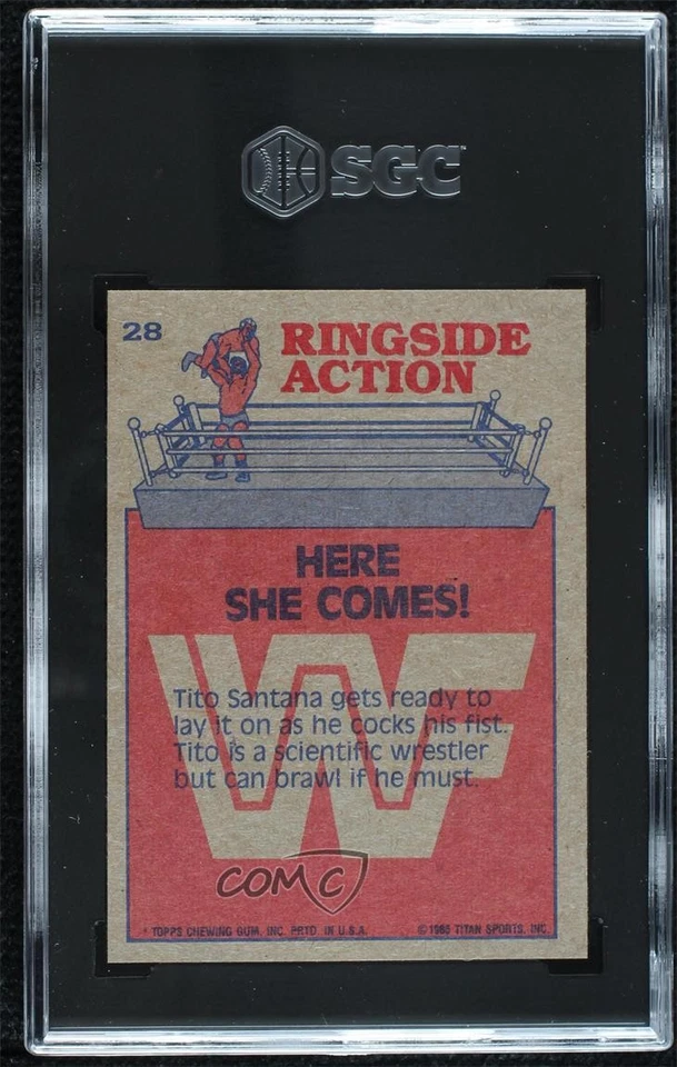 1985 Topps WWF Tito Santana #28 SGC 7 HOF - Image 2 of 2