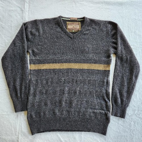 Duffer of St George, Duffer of St. George Charcoal Gray Striped Sweater Tag Size Mens Medium