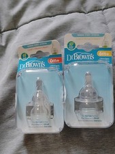 Dr. Brown's Baby Bottle Silicone Nipple's 2- Pack - Om  6m Bundle