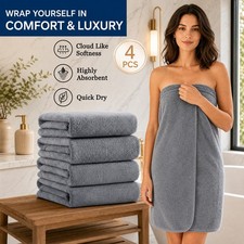 4 Packs Bath Towels Set 27"x54" Towel Microfiber Absorbent Bath Sheet Super Soft