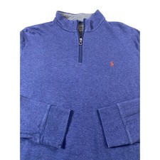 Polo Ralph Lauren Mens XL Quarter Zip Pullover Blue Heather Mock Neck Sweater