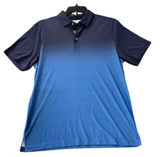 NEW PGA Tour Men's Ombre Short Sleeve Performance Polo Shirt Blue Size Medium