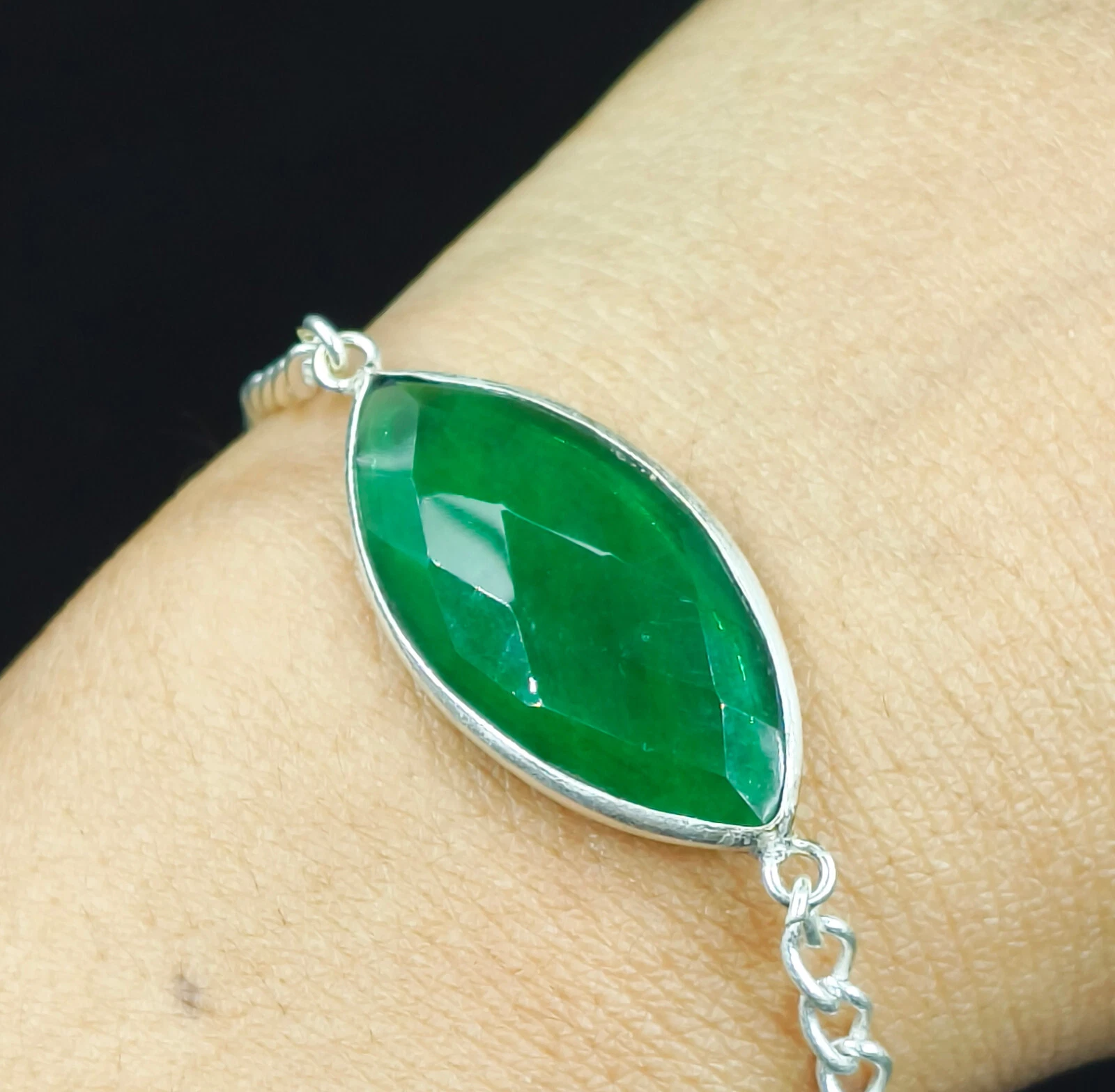 VALENTINO Bracciale in argento sterling 925 con pietre preziose marchesa granato verde naturale