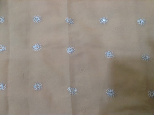 Om Vintage Indian Multipurpose Art Silk Hand Beaded Peach Piece Fabric M279 - Picture 9 of 11