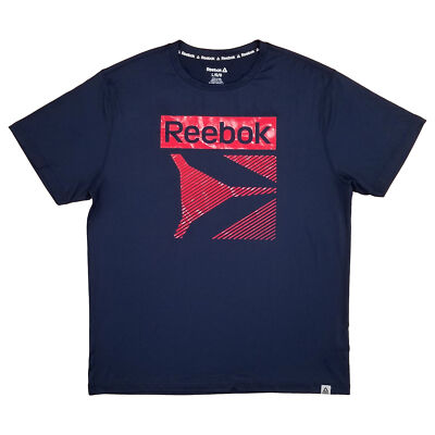 Reebok Mens Navy Blue Radiant Graphic Tee Performance T-Shirt X