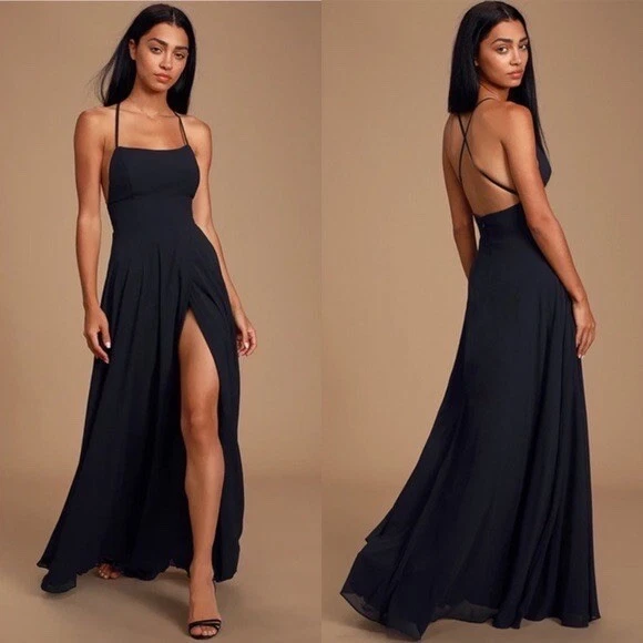 Dreamy Romance Black Backless Maxi Dress