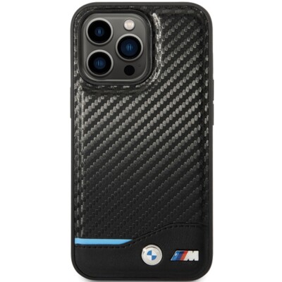 BMW iPhone 13 Pro Max Hülle Case Cover Quilted Leather Carbon M Power black