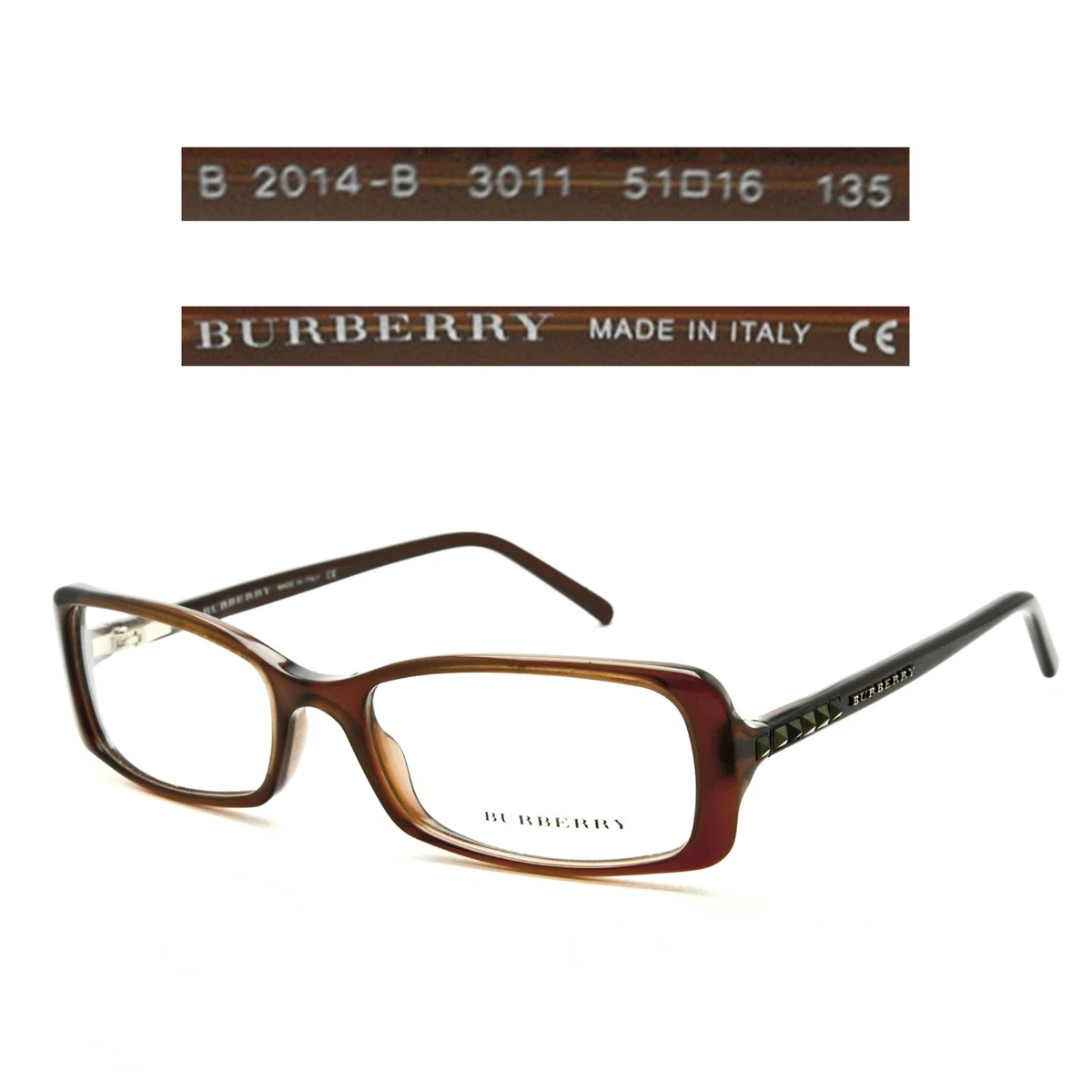 Burberry B 2014 B 3011 Eyeglasses Made in Italy Authentic New