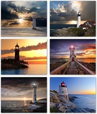 Lighthouse Sunsets Cards-Blank Inside with En...