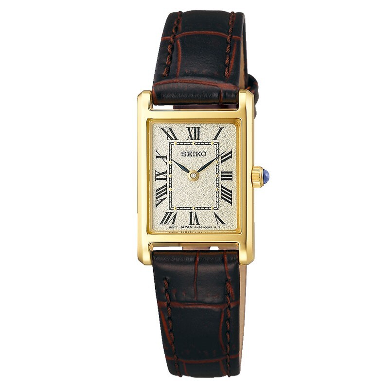 SEIKO 4n30-00h0 ゴールド/ブラック SEIKO Black Dial LTHR Strap Men's Watch CALF-Z18 -Store