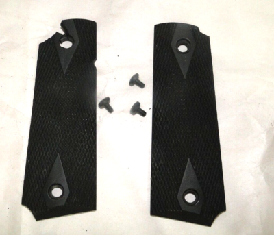 ATI German GSG M-1911 .22 ORIGINAL CHECKERED PLASTIC BLACK GRIPS