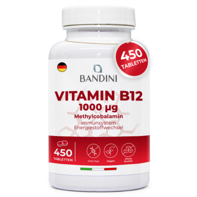 Bandini  Vitamin B12 450 Tabletten | 14 Monate Vorrat | Methylcobalamin 1000µg