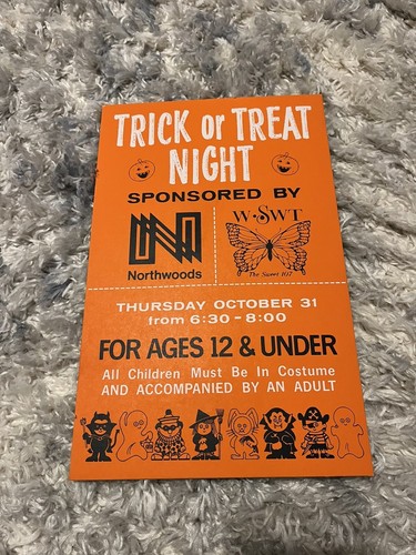 Vintage Halloween Sign - Trick or Treat Night at Northwoods Mall - Peoria IL PBF