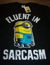 DESPICABLE ME DAVE MINION Fluent in Sarcasm T-Shirt MENS MEDIUM NEW w/ TAG
