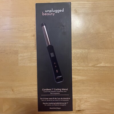 NEW Unplugged Beauty Cordless 1 Inch Curling Wand   Black