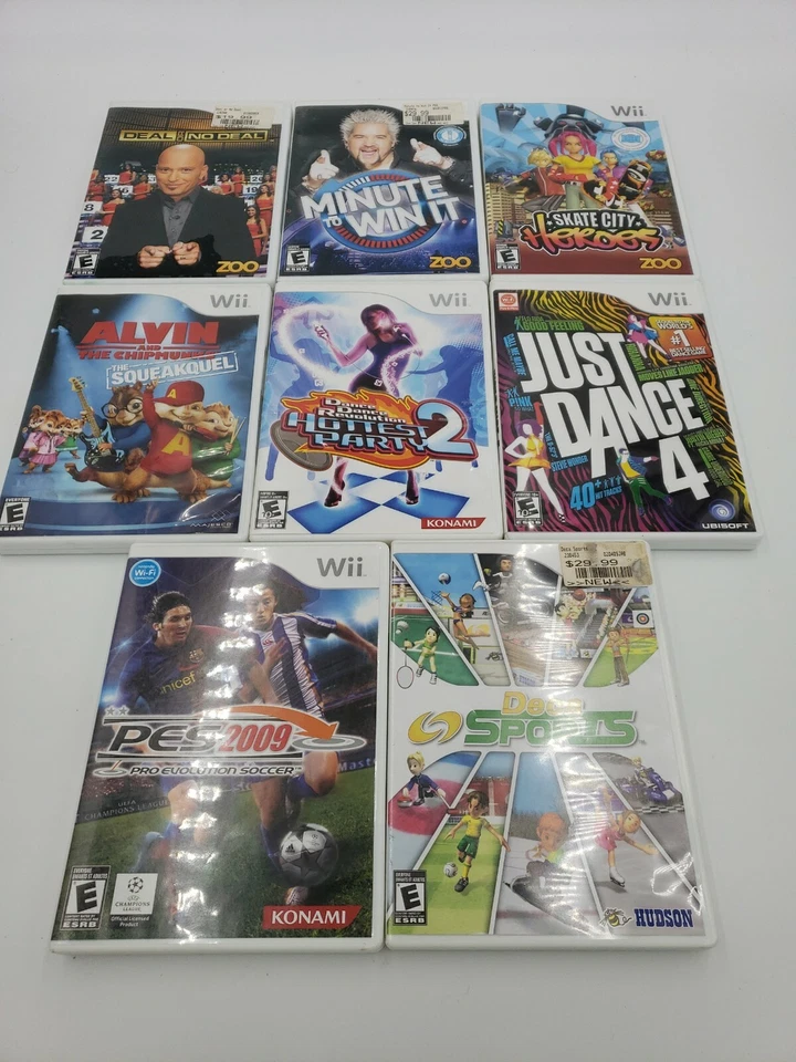 Nintendo Wii 8 Games Lot Dance, Skateboard, TV Shows Sports Soccer Alvin - Image 2 of 4