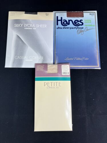 Vintage Lot Of 3 Size A New In Package Pantyhose … - image 1