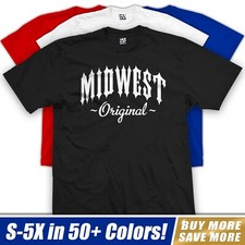 Midwest Original Outlaw T-Shirt  Mid West Born  Bred Raised Hometown Tee Shirt