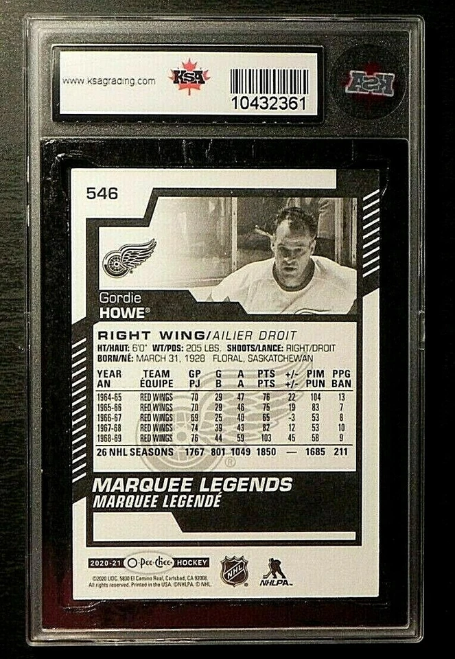 2020-21 20-21 O-Pee-Chee LEGENDS #546 Gordie Howe Detroit Red Wings KSA 9 MINT - Image 2 of 2