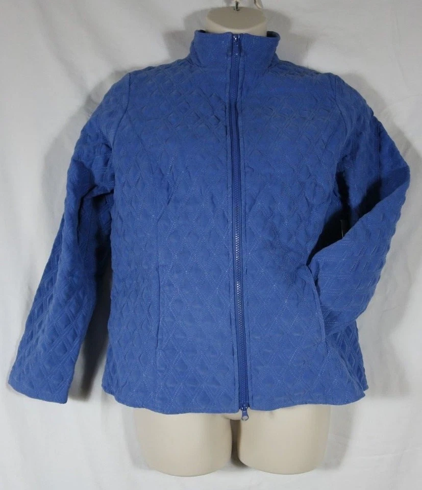 Nomadic Traders Blue Quilted Coat Jacket Zipper Collar Pockets NWT Large - Image 2 of 4