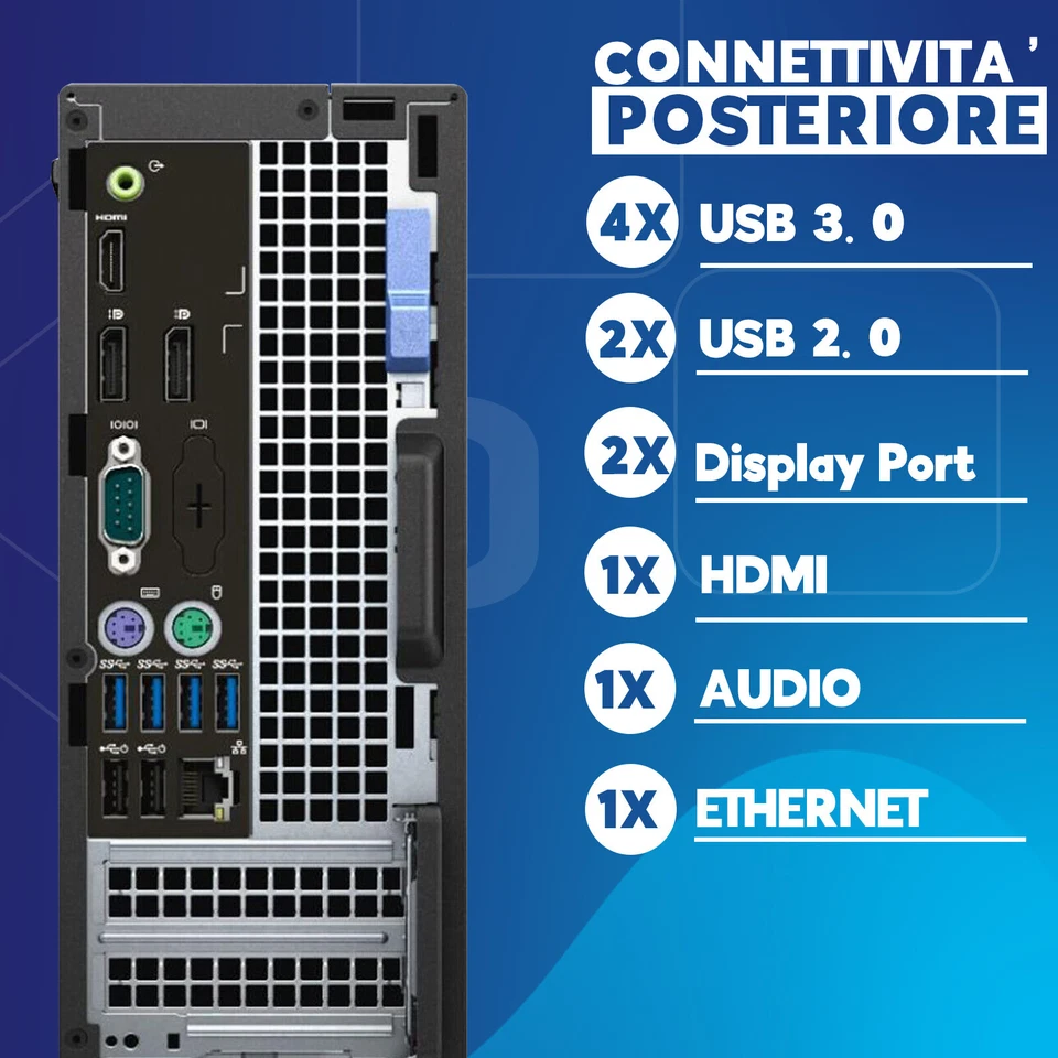 PC Computer Desktop Dell SFF i7 32GB SSD 1TB Windows 11 Pro (Ricondizionato) - Immagine 3 di 4