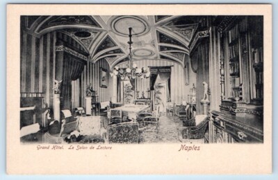 Naples - Grand Hotel - Le Salon de Lecture - ITALY UDB Postcard