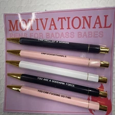 Funny 5 Set Engraved Pens for Women Gift Birthday Ballpoint Pens W1