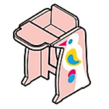 PLAYMOBIL * HOTEL * Chaise Haute Bébé Enfant Rose Oiseau Blanc 5167 5265