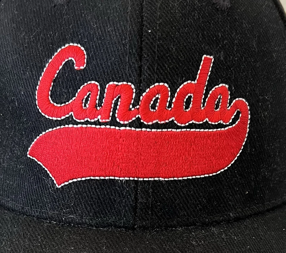 Canada Hat Black Red Script Spellout Travel Tourist 1990s OSFA - Image 2 of 4
