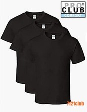 3 PACK PRO CLUB COMFORT T SHIRTS MENS STANDARD CREWNECK SHORT SLEEVE BLACK S-7XL