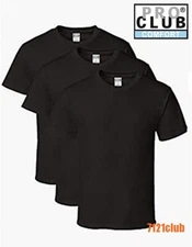 3 PACK PRO CLUB COMFORT T SHIRTS MENS STANDARD CREWNECK SHORT SLEEVE BLACK S-7XL