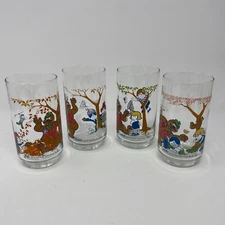 Libbey LK's Pierre Bear Glasses 1978-79, Set of 4, One for Each Season