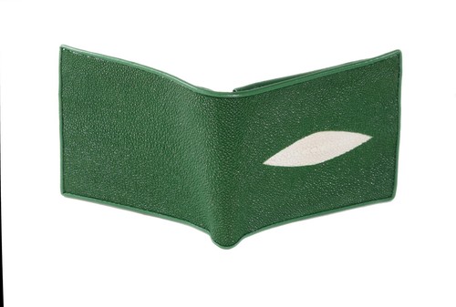 STINGRAY SKIN MEN WALLET PURSE BAG CASE GREEN GOOD QUALITY FINE STITCHED EXPORT - Picture 2 of 7