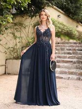 A Line Evening Dresses Beaded Appliques Illusion Prom Gowns Formal Party