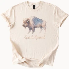 Buffalo Spirit Animal Tee Celestial Bison Graphic Shirt