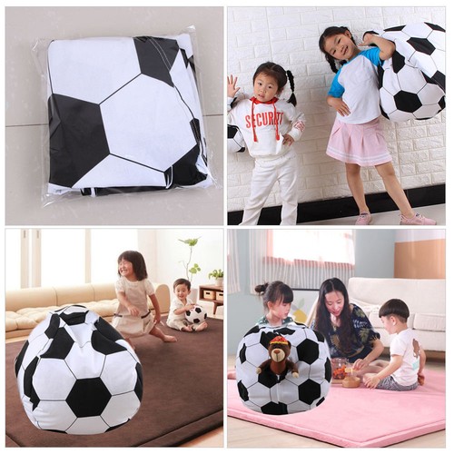 Football Storage Bag Stuffed Animal Bean Chair Kids Stuffable Zipper Beanbag - Picture 2 of 12