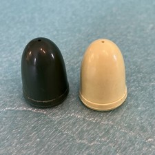 Abstract Salt & Pepper Shaker Set Drop Shape Rounded Modern Plastic Green Yellow