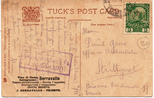 ts 007 -1911 TRIESTE Arco di Riccardo- Pubblicità SERRAVALLO - VG - FP - Imagen 2 de 2