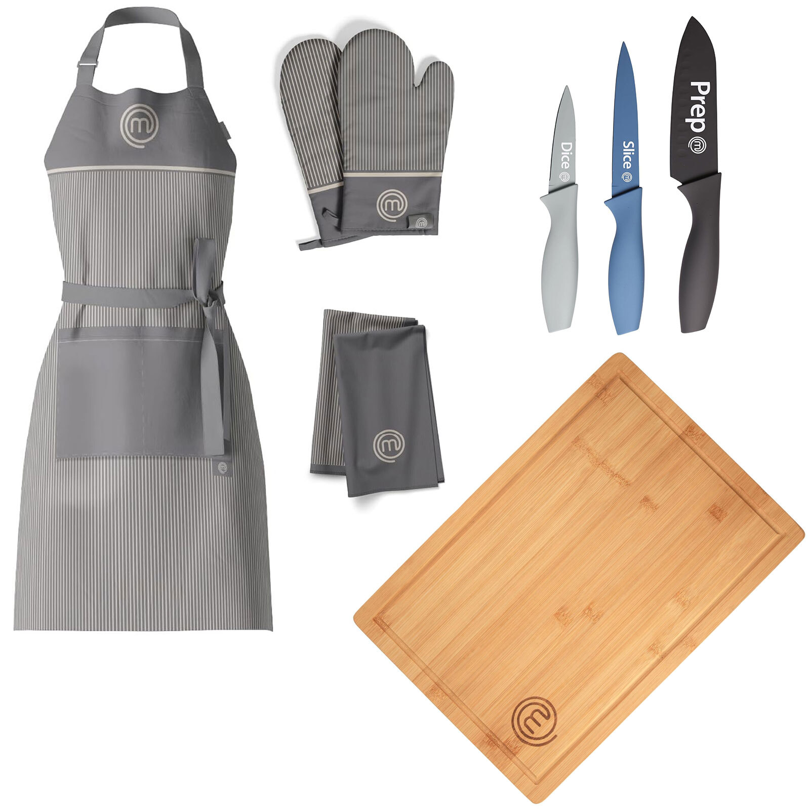 Шеф-повар FSC Schneidebrett + 3 порции.Мессер-Сет + Кухонный текстиль-3 порции