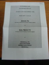 08/12/1996 Dock v Saltbox [FA Sunday Cup] [At Heswall] (Single sheet, folded). U
