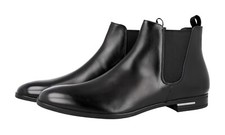 PRADA CHELSEA DRESS HALF-BOOTS SHOES 2TB047 BLACK LEATHER US 11 EU 44 44,5
