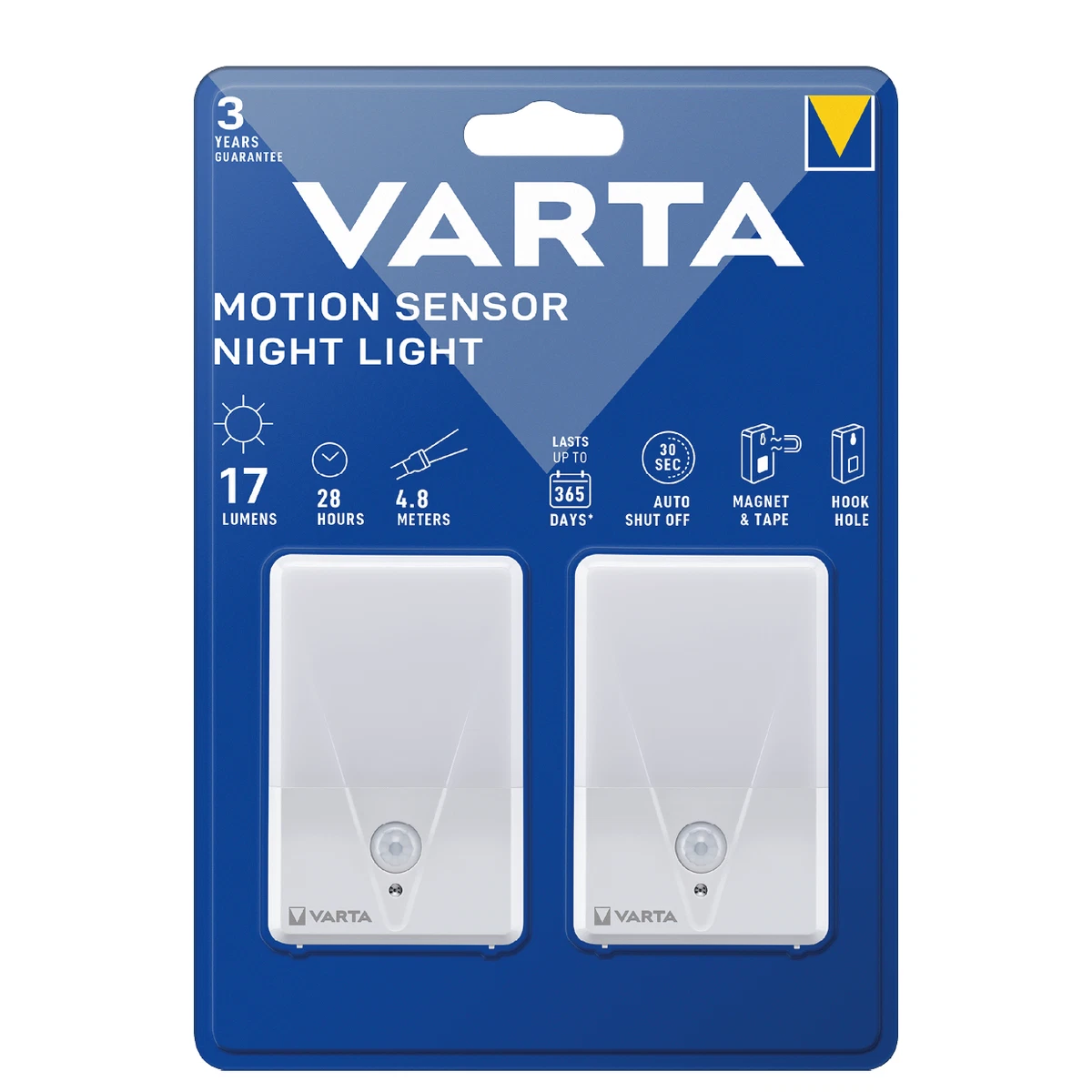 VARTA Sensor De Movimiento Luz Nocturna LED Twin Pack Blanco - 2 Piezas