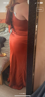 rewritten bridesmaids roma halterneck dress burnt orange | eBay UK