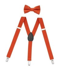 Boys' Elastic Suspenders and Pre-tied Bow Tie Set 42 inch 12-16Y 53 Rust