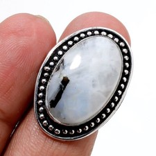 Rainbow Moonstone Oval Shape Gemstone Ring Handmade Fashion Jewelry 7" MXR 6121