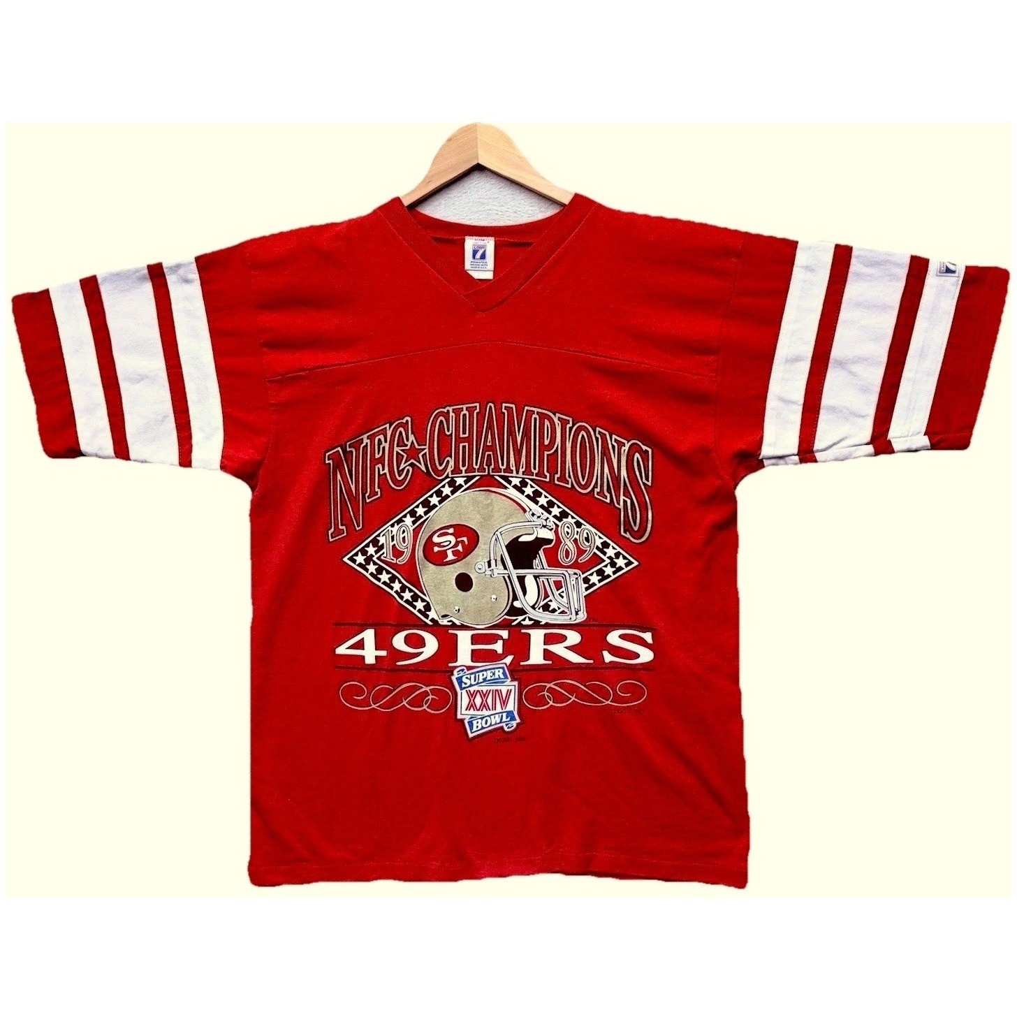Vintage 1989 San Francisco 49ers NFC Champions Logo 7 Shirt Super Bowl XXIV L