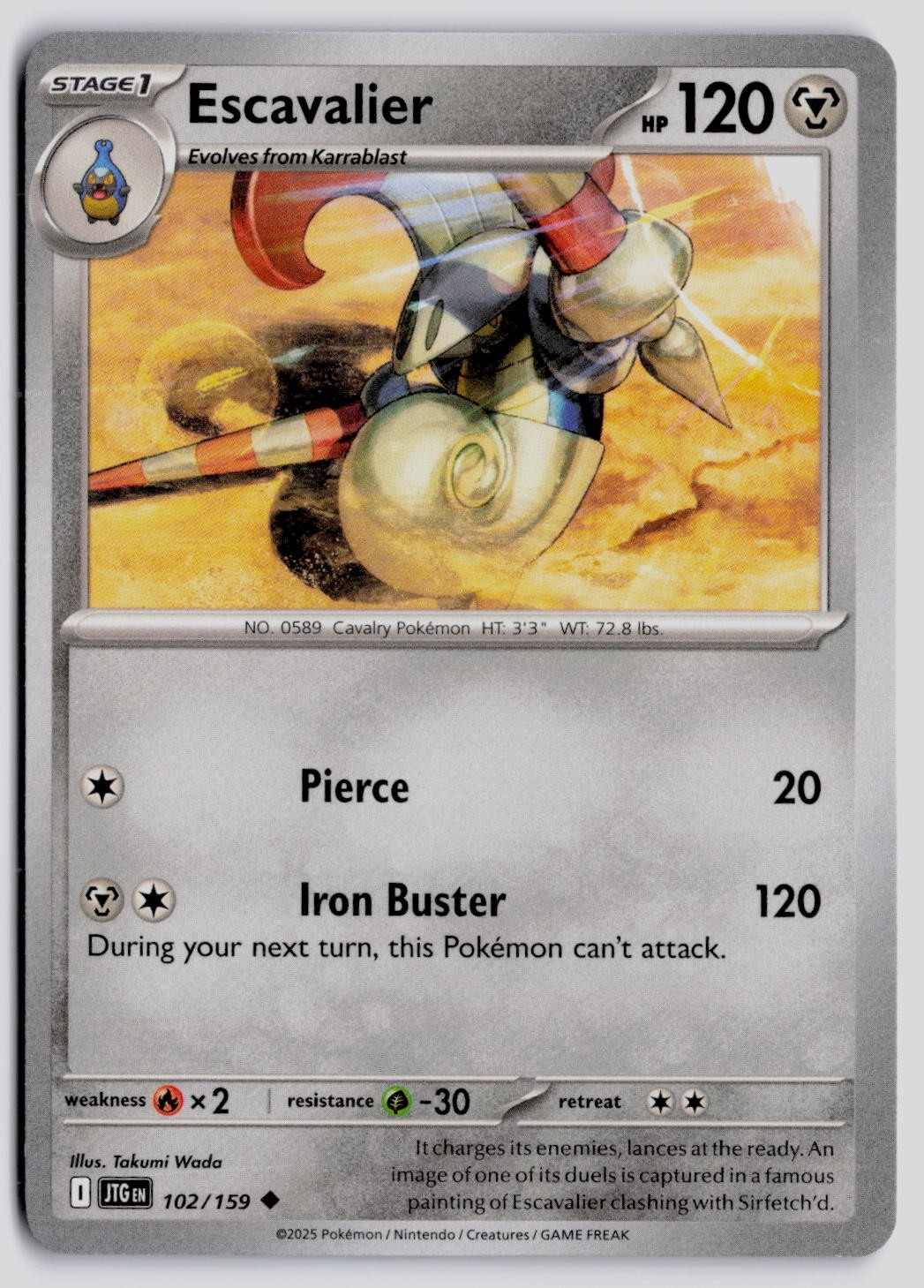 Escavalier Journey Together 102/159 Normal Pokemon TCG NM