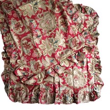 Vintage Ralph Lauren Red Jardiniere Rossellini Sateen Ruffled Euro Shams Pair 2