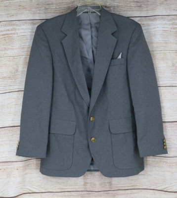 Reed St. James Men's Size 38S Sport Coat Gold Buttons Classic Preppy Gray