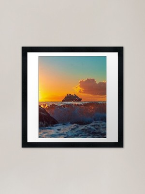Sonnenaufgang Sonnenuntergang - Yacht Reisen gerahmtes Wandbild Poster Leinwanddruck Bild